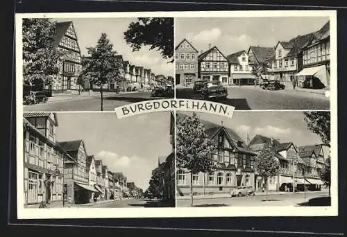 AK Burgdorf i. Hann., Strassen- und Ortspartien mit Fachwerkhäusern