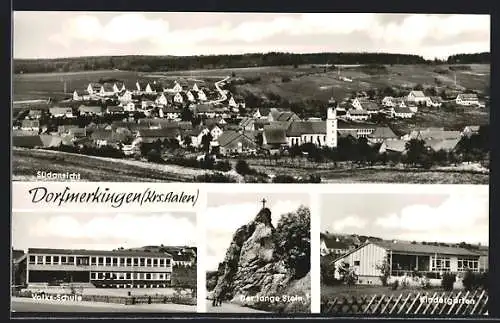 AK Dorfmerkingen, Volksschule, Kindergarten, Langer Stein