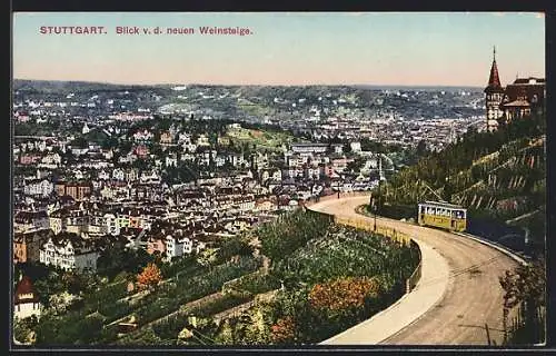 AK Stuttgart, Blick v. d. neuen Weinsteige