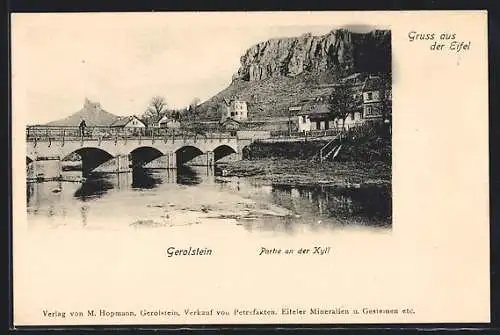 AK Gerolstein /Eifel, Partie an der Kyll mit Brücke