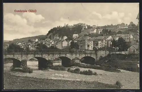AK Gerolstein /Eifel, Flusspartie mit Brücke