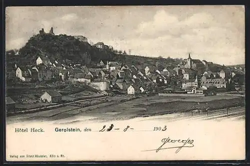 AK Gerolstein, Ortsansicht mit Hotel Heck