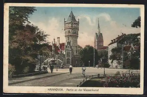 AK Hannover, Flusswasserkunst mit Strasse