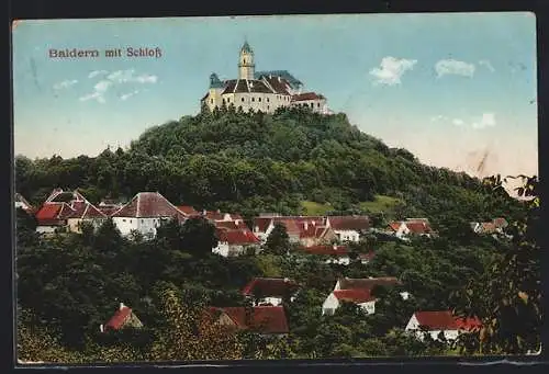 AK Baldern, Ortsansicht mit Schlossblick