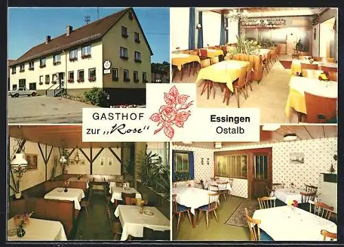 AK Essingen / Aalen, Gasthof Rose, Aussen- und Innenansichten, Hauptstr. 43