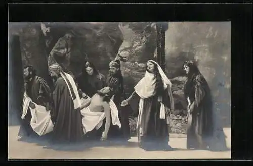 AK Oberammergau, Passionsspiele 1900, Grablegung