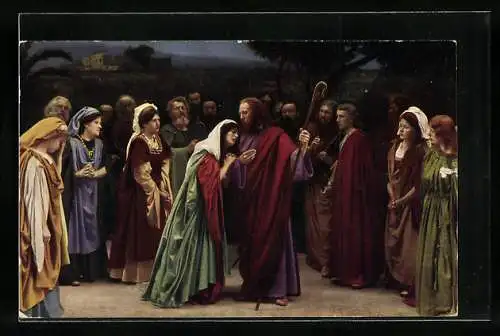 AK Oberammergau, Passionsspiele, Jesu Abschied von der Mutter