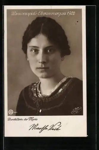 AK Oberammergau, Passionsspiele 1922, Martha Veit als Maria Darstellerin