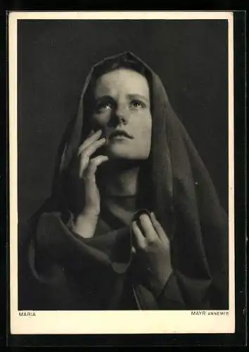 AK Oberammergau, Passionsspiele 1950, Mariadarstellerin Annemie Mayr