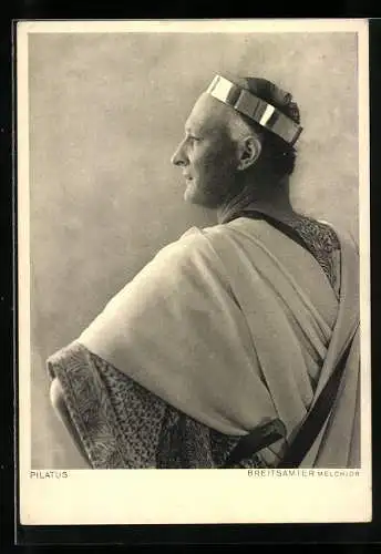 AK Oberammergau, Passionsspiele 1950, Pilatus-Darsteller Melchior Breitsamter im Bühnenkostüm