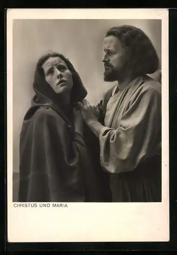 AK Oberammergau, Passionsspiele 1950, Christus und Maria
