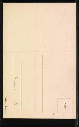 Künstler-AK Mann in alter Kleidung mit Geldkiste