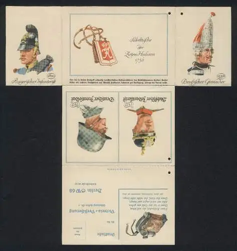 Klapp-AK Reklame d. Victoria-Versicherung, Dt. Frontsoldat 1916, Sächs. Feldartillerist 1914, Matrose d. Kriegsmarine