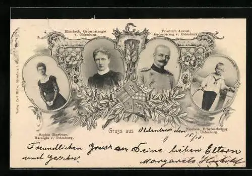 AK Nicolaus Erbgrossherzog von Oldenburg, Grossherzogen Friedrich August und Elisabeth von Oldenburg