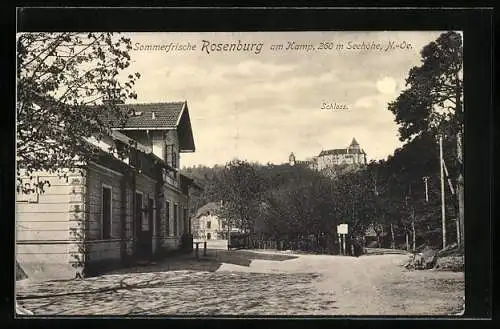 AK Rosenburg am Kamp, Bahnhof und Schloss