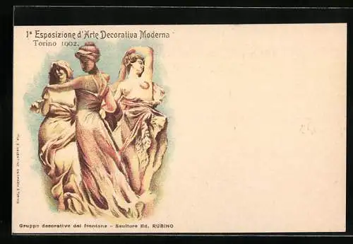 Lithographie Torino, 1. Esposizione d`Arte Decorativa Moderna 1902, Gruppo decorativo del frontone