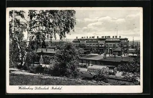 AK Waldenburg-Dittersbach, Blick zum Bahnhof