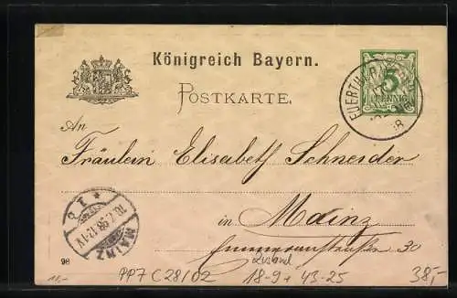 Künstler-AK Ganzsache Bayern PP7C28 /02: Fürth, IX. Sängerbundesfest 1898, Brunnen