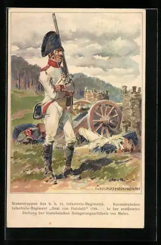 Künstler-AK Anton Hoffmann - München: Hundertjahrfeier des14. k. b. Inf.-Regt. 1914, erob. franz. Artillerie, Ganzsache