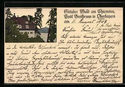 AK Ganzsache Bayern PP7F14: Breitbrunn / Chiemsee, G`stader Wald am Chiemsee