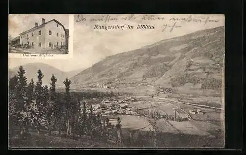 AK Rangersdorf im Mölltal, Gasthaus Stigloher und Blick ins Tal