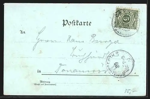 Mondschein-Lithographie Cannstatt, Strassenbahn und reger Verkehr an der König Karl-Brücke