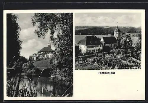 AK Fachsenfeld, Schloss, Pfarrhaus mit Kirche