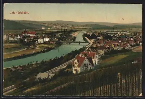 AK Untertürkheim, Gesamtansicht am Fluss