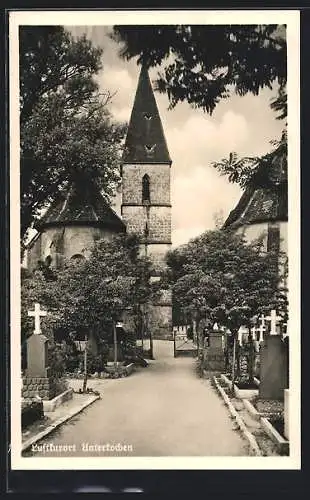 AK Unterkochen, Friedhof und Kirche