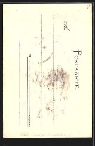 Passepartout-Lithographie Stuttgart, Schlossplatz und Kgl. Residenzschloss, Passepartout mit Stadt-, Kgl. & Reichswappen