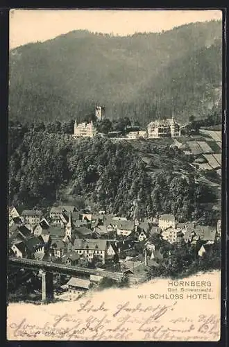 AK Hornberg / Schwarzwald, Teilansicht mit Schloss Hotel