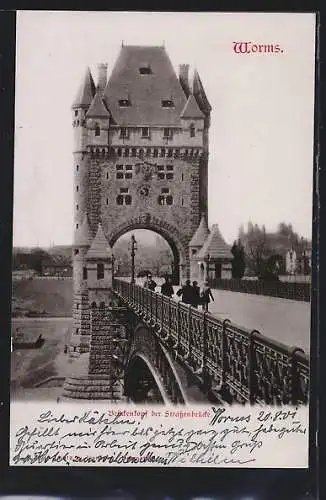 AK Worms, Brückenkopf der Strassenbrücke