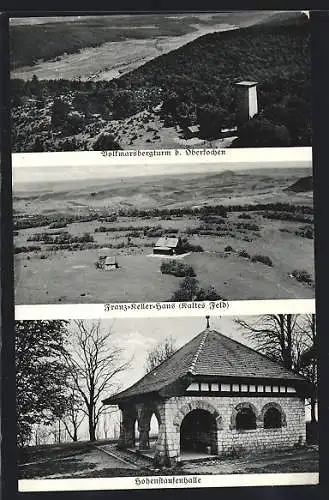 AK Oberkochen, Franz-Keller-Haus Kaltes Feld, Hohenstaufenhalle, Volkmarsbergturm