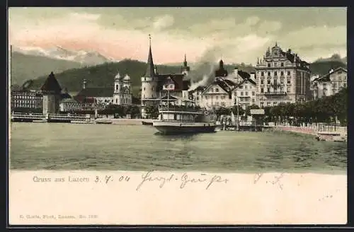 AK Luzern, Dampfer vor der Stadt