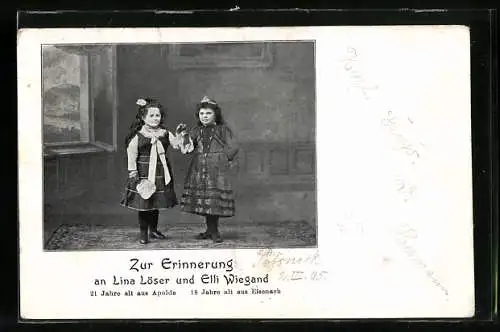 AK Zwei kleinwüchsige Damen Lina Löser und Elli Wiegand