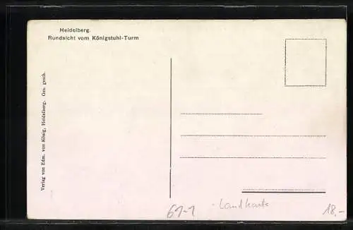 AK Heidelberg, Landkarte der Region mit Mannheim, Königstuhl und dem Odenwald