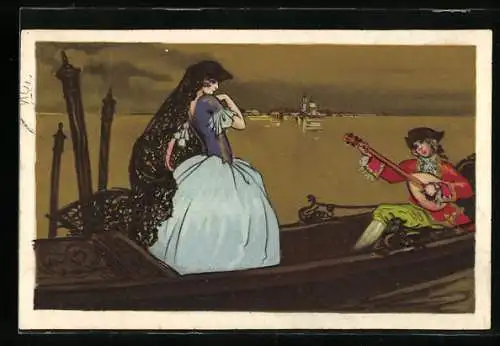 Künstler-AK Adolfo Busi: Verliebte Venezianer aus der Epoche des Barock