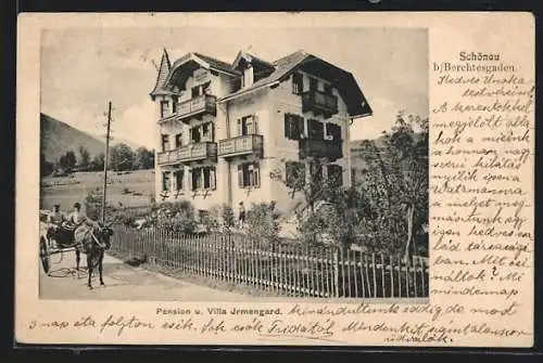 AK Schönau b. Berchtesgaden, Hotel-Pension u. Villa Irmengard