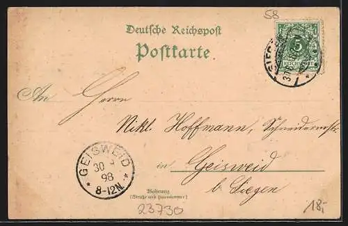 Lithographie Neustadt i. Holst., Julienbad mit Gasthaus, Marienbad, Amtsgericht und Postgebäude