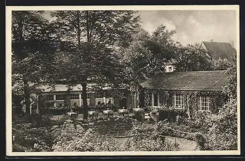 AK Rheinberg, Hotel Börgmann, Gartenansicht von oben