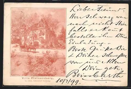 AK Nürnberg-St. Jobst, Villa Platnersberg, Ostbahnhof, mit Kutsche