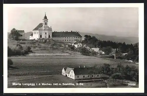 AK Maria Langegg i. Wachau, Teilansicht mit Kirche