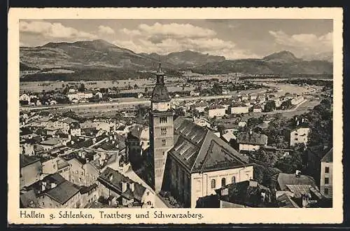 AK Hallein, Ortsansicht mit Schlenken, Trattberg, Schwarzaberg