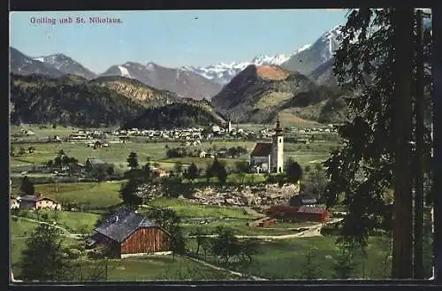 AK Golling an der Salzach, Panorama mit St. Nikolaus