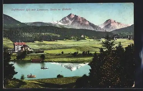 AK Igls, Ortsansicht mit Lansersee, Serles und Habicht