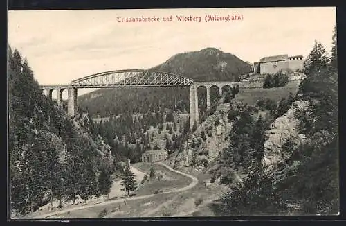 AK Strengen, Trisannabrücke und Wiesberg (Arlbergbahn)