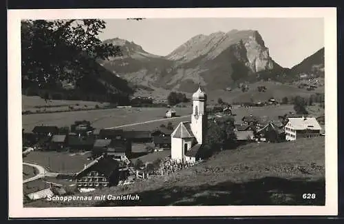 AK Schoppernau, Ortsansicht mit Canisfluh