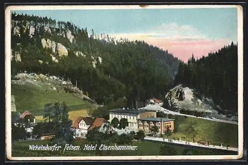 AK Weckelsdorf, Hotel Eisenhammer an den Weckelsdorfer Felsen