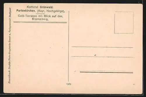 AK Partenkirchen /Bayr. Hochgebirge, Kurhotel Grünwald, Kramerberg