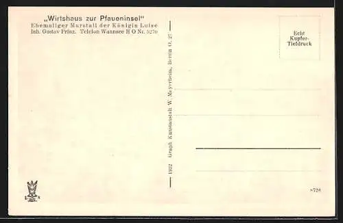 AK Berlin-Wannsee, Wirtshaus zur Pfaueninsel a. d. Havel